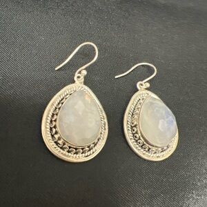 Elegant Silver Teardrop Earrings moonstone